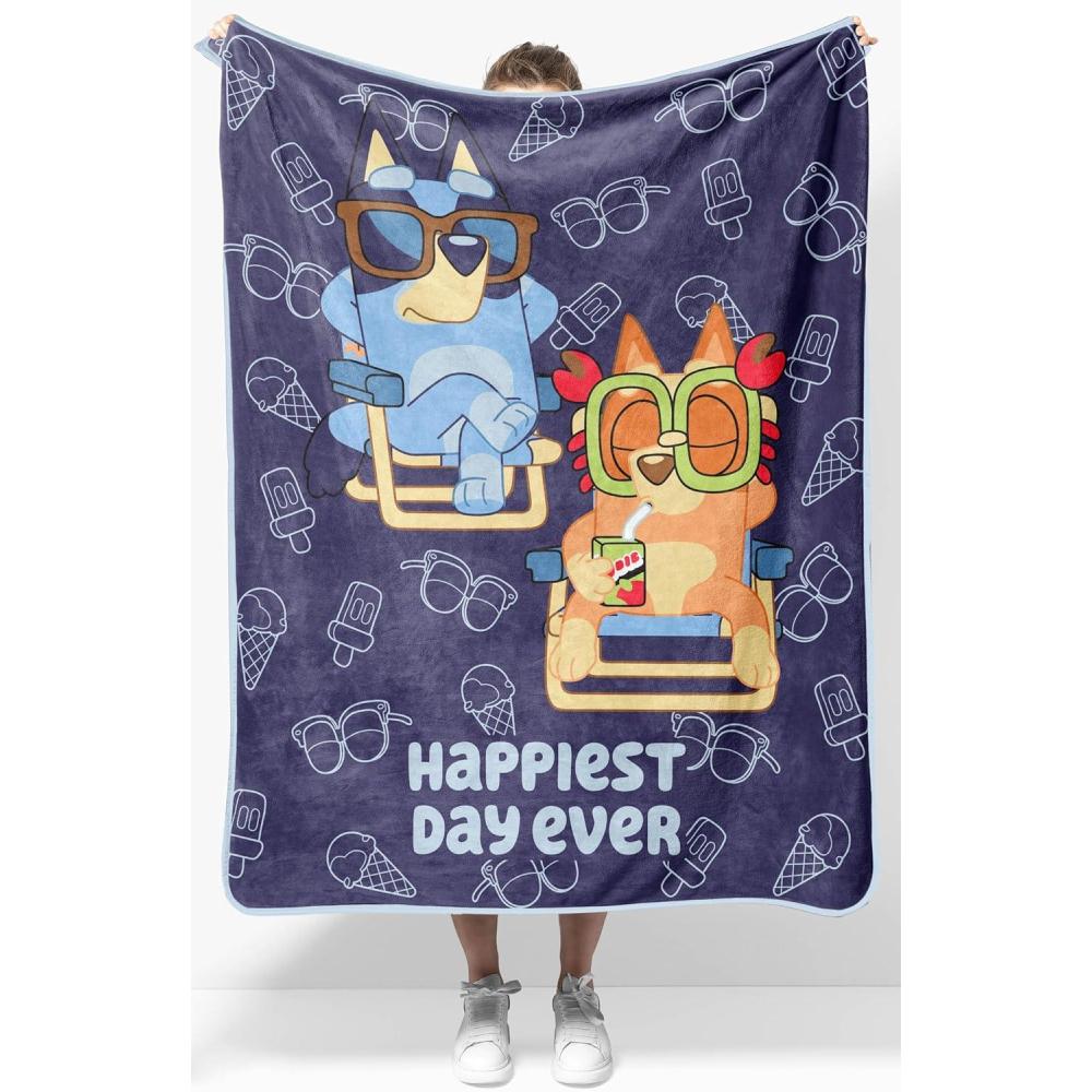 imageJay Franco Kids Plush Throw Blanket  Soft amp Comfy Throw for Couch or Bed  Cozy Home Dcor for Living Room amp Bedroom Blue  Bluey 40x50  Travel BlanketBlue  Bluey