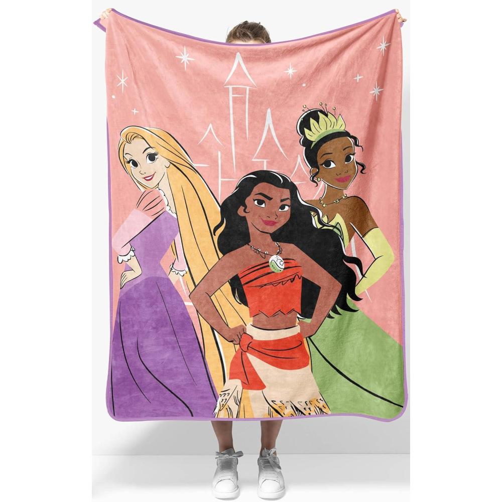 imageJay Franco Kids Plush Throw Blanket  Soft amp Comfy Throw for Couch or Bed  Cozy Home Dcor for Living Room amp Bedroom Multi  Bluey 46x60  Throw BlanketPink  Disney Princess