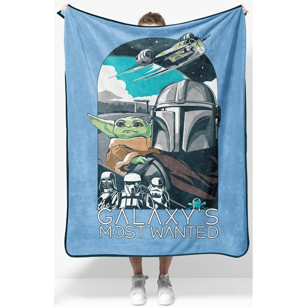 imageJay Franco Kids Plush Throw Blanket Soft amp Comfy Throw for Couch or Bed Cozy Home Dcor for Living Room amp Bedroom Multi Bluey 46x60 Throw BlanketBlue the Mandalorian