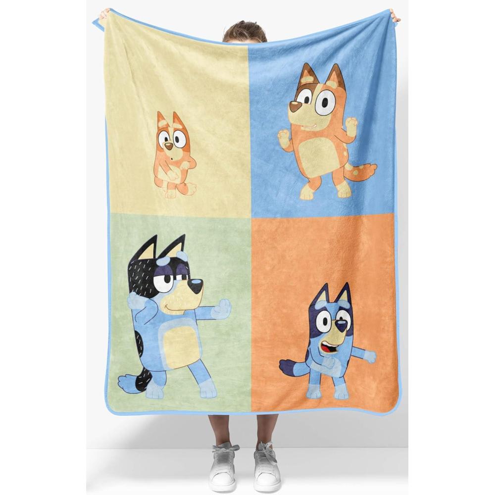 imageJay Franco Kids Plush Throw Blanket Soft amp Comfy Throw for Couch or Bed Cozy Home Dcor for Living Room amp Bedroom Multi Bluey 46x60 Throw BlanketMulti Bluey