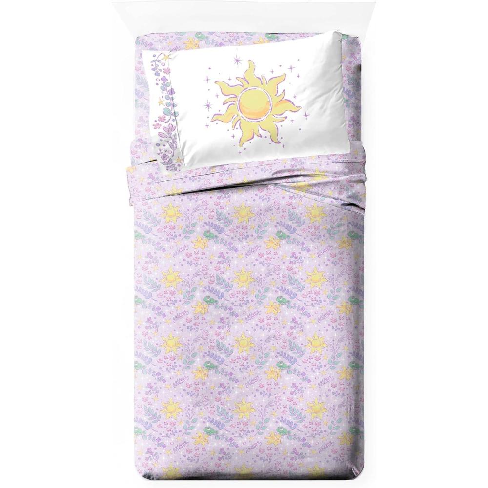 imageJay Franco Kids Sheet Set with Fitted Flat Sheets amp Pillow Cover UltraSoft Bedding with Pillowcase for Room Decor Blue Bluey amp Bingo 3 Piece TwinPurple Disney Princess Rapunzel