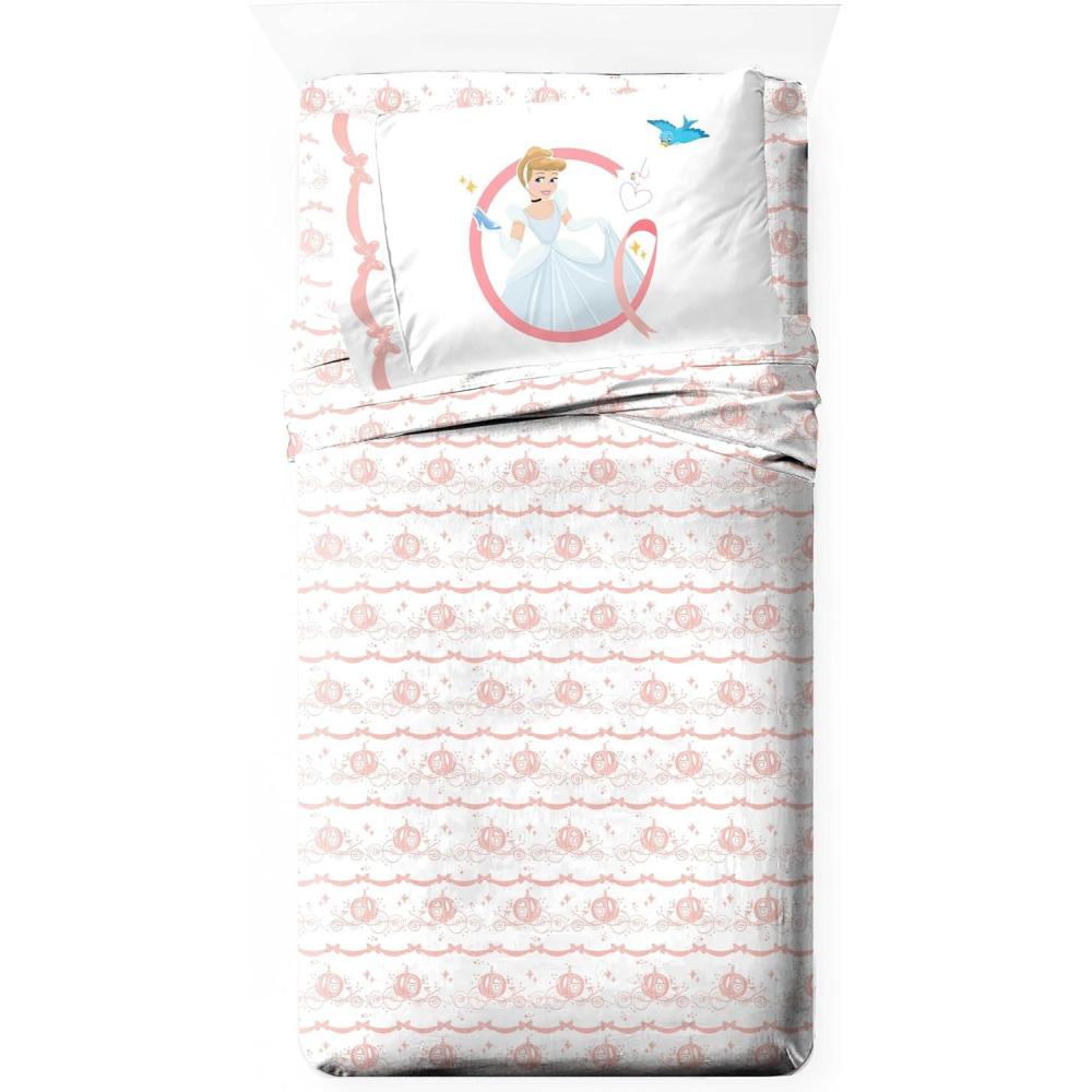 imageJay Franco Kids Sheet Set with Fitted Flat Sheets amp Pillow Cover UltraSoft Bedding with Pillowcase for Room Decor Blue Bluey amp Bingo 3 Piece TwinWhite Princess Cinderella
