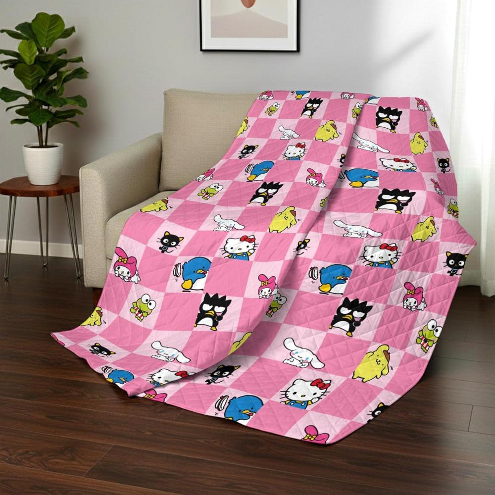 imageNorthwest Bluey Goofing Around Quilted Throw Blanket Official Cartoon Throw Blanket Featuring Bluey for Adults Boys Girls Bed Couch or Playroom 60 x 80 InchesHello Kitty Friends