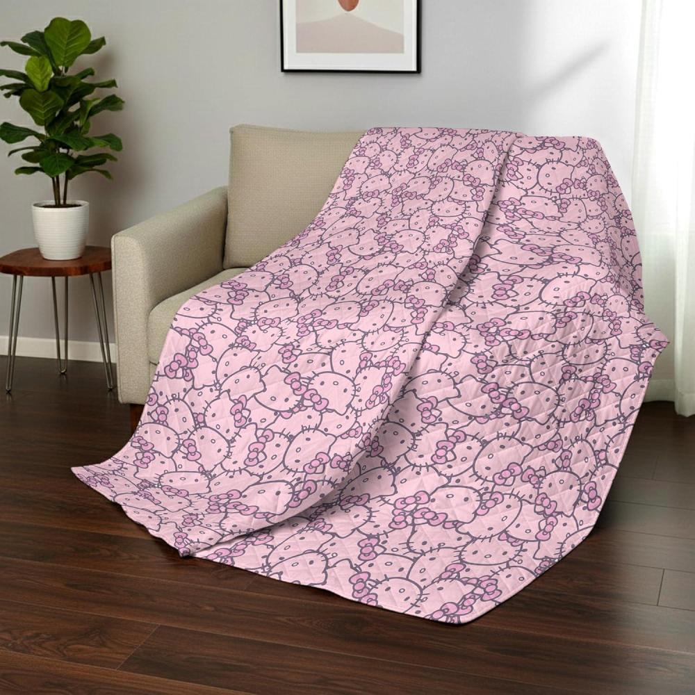 imageNorthwest Bluey Goofing Around Quilted Throw Blanket Official Cartoon Throw Blanket Featuring Bluey for Adults Boys Girls Bed Couch or Playroom 60 x 80 InchesHello Kitty Pink