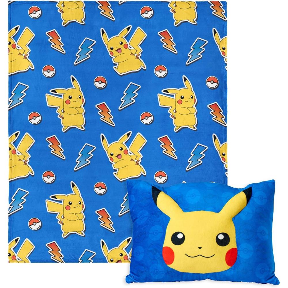 imageNorthwest Bluey Party Pups Silk Touch Throw Blanket 50 x 60 Inches with Bluey Plush Pocket Pillow 14 x 20 Inches Comfy amp Cozy Bluey Blanket amp Pillow Set for Boys and GirlsPika Pika