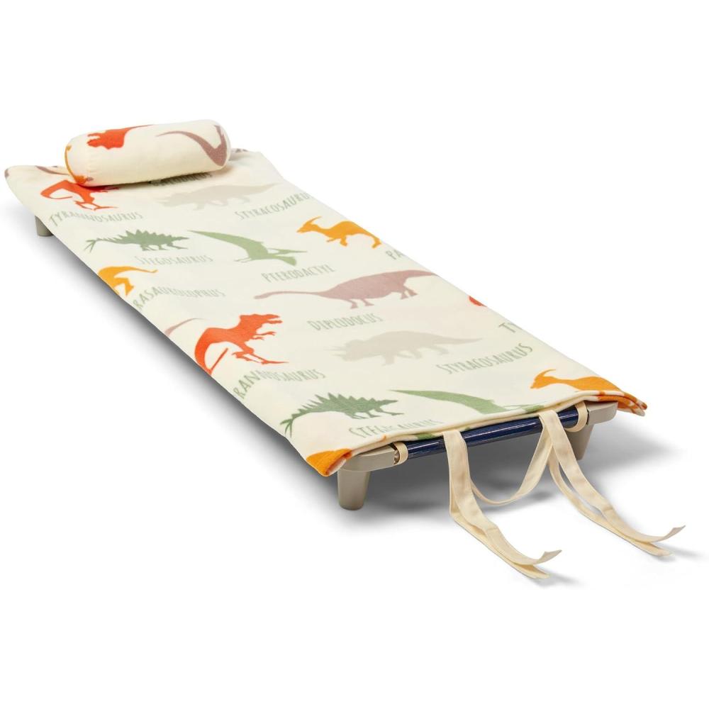 imageROLLEE POLLEE Nap Sac Roll Up Napping Blanket with Attached Pillow for PreschoolDaycare Super Soft with Elastic Straps Fits Most Mats and CotsDino Roll Call