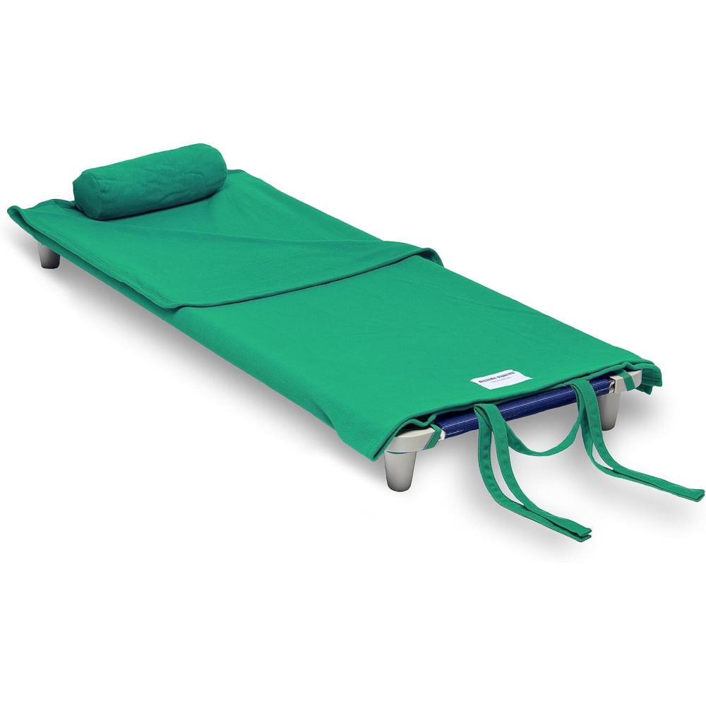 imageROLLEE POLLEE Nap Sac Roll Up Napping Blanket with Attached Pillow for PreschoolDaycare Super Soft with Elastic Straps Fits Most Mats and CotsGreen