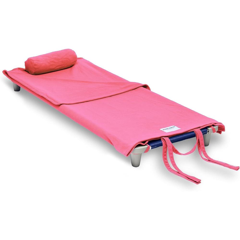 imageROLLEE POLLEE Nap Sac Roll Up Napping Blanket with Attached Pillow for PreschoolDaycare Super Soft with Elastic Straps Fits Most Mats and CotsPink