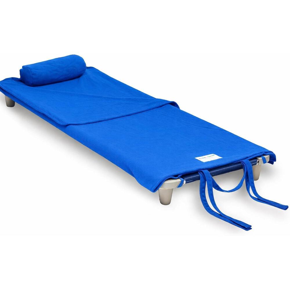 imageROLLEE POLLEE Nap Sac Roll Up Napping Blanket with Attached Pillow for PreschoolDaycare Super Soft with Elastic Straps Fits Most Mats and CotsRoyal Blue