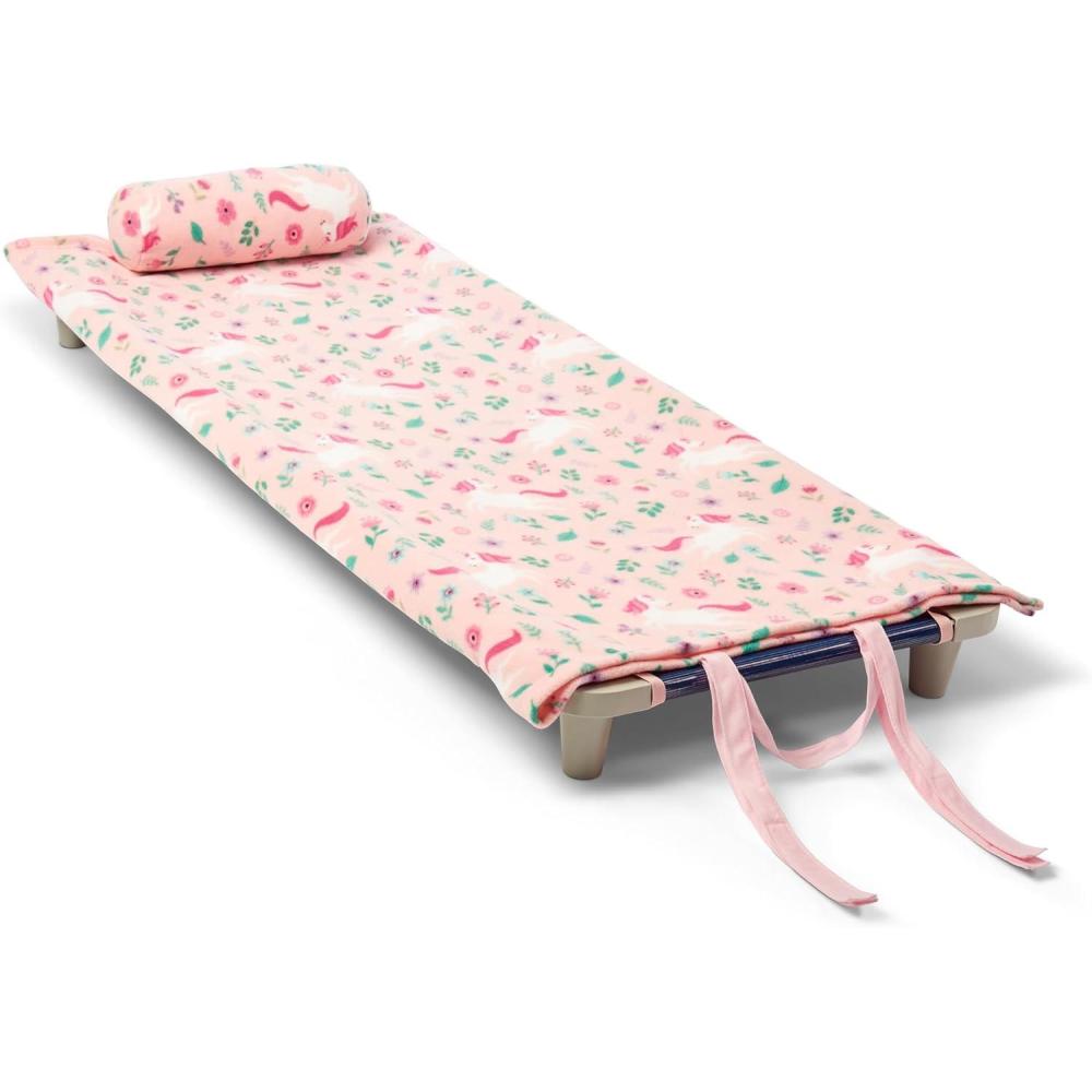 imageROLLEE POLLEE Nap Sac Roll Up Napping Blanket with Attached Pillow for PreschoolDaycare Super Soft with Elastic Straps Fits Most Mats and CotsUnicorn Garden