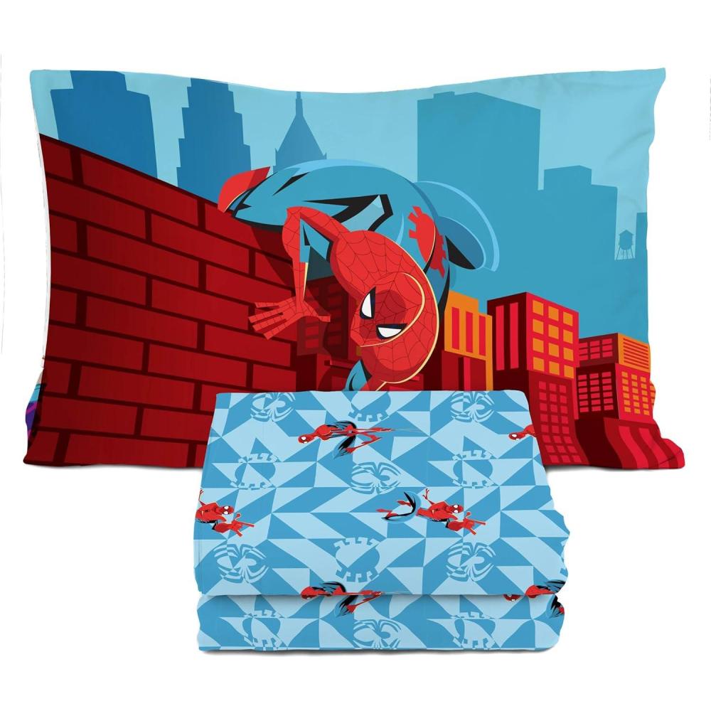 imageSunny Side Up Bluey amp Friends Full Sheet Set 4 Piece Kids Bedding Set Includes Pillow Cover Super Soft Microfiber SheetsBlue Spiderman