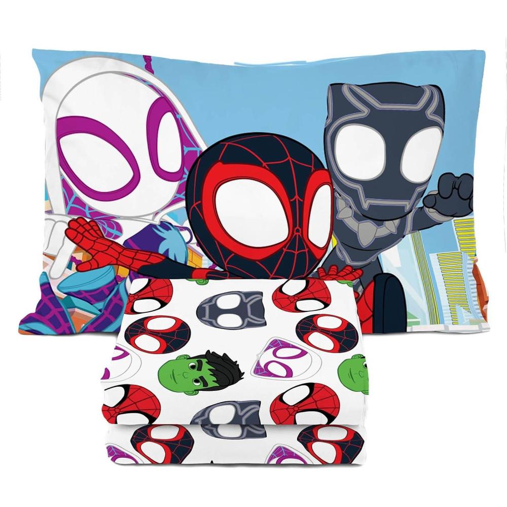 imageSunny Side Up Bluey amp Friends Full Sheet Set 4 Piece Kids Bedding Set Includes Pillow Cover Super Soft Microfiber SheetsMulti Spidey Friends
