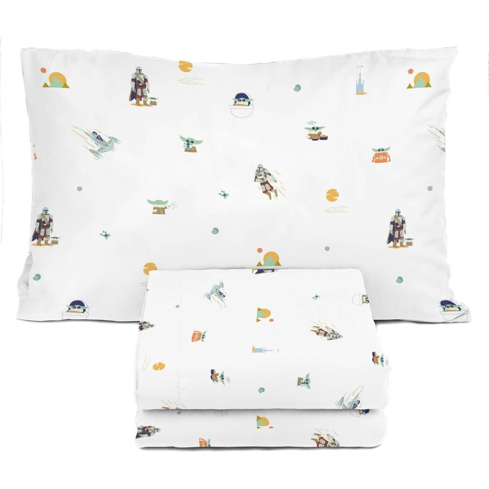 imageSunny Side Up Bluey amp Friends Full Sheet Set 4 Piece Kids Bedding Set Includes Pillow Cover Super Soft Microfiber SheetsWhite the Mandalorian