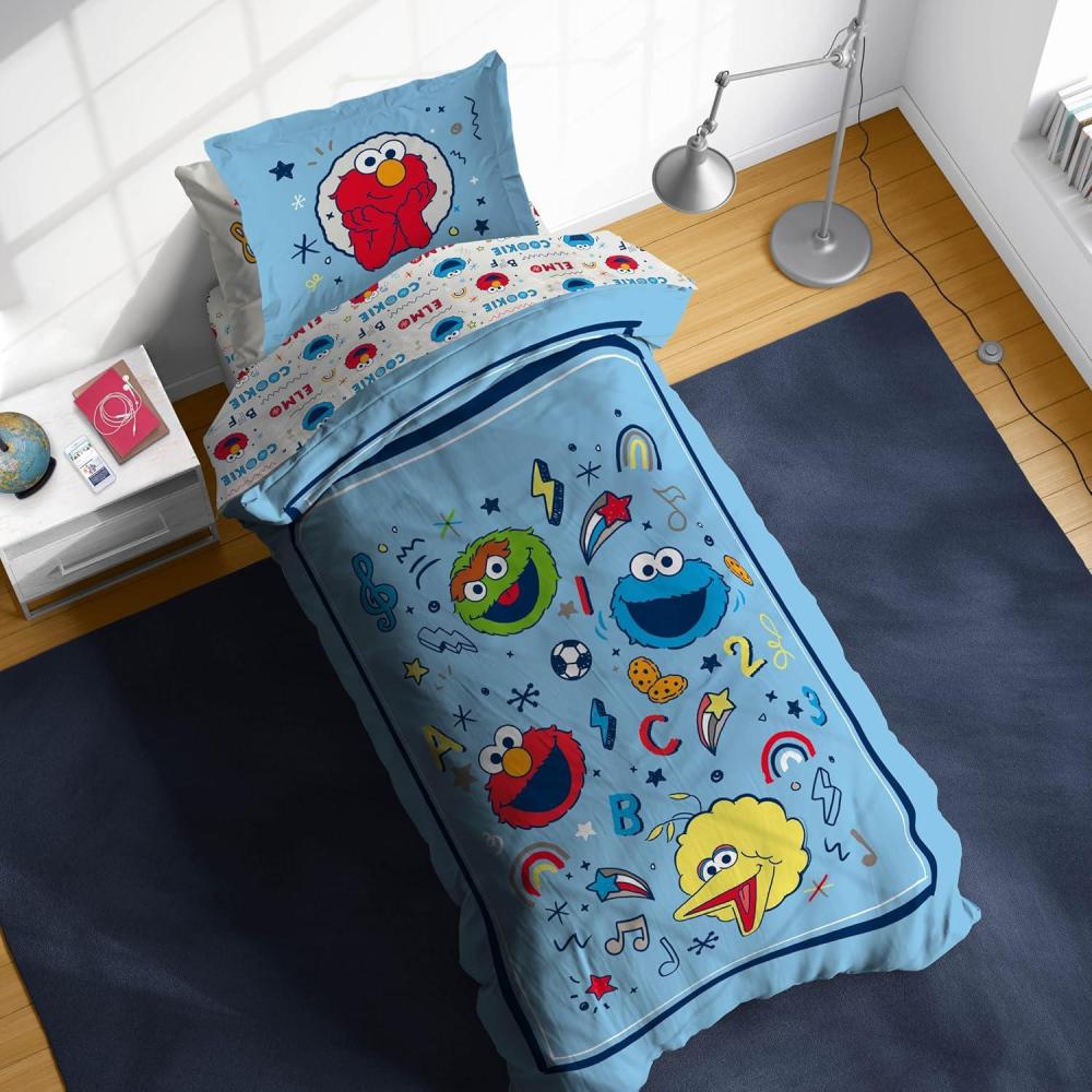 imageSunny Side Up Bluey amp Friends Toddler Comforter Set 4 Piece Preschool Bedding Includes Comforter Sheets amp Pillow Cover Super Soft Microfiber Bed SetBlue Sesame Street