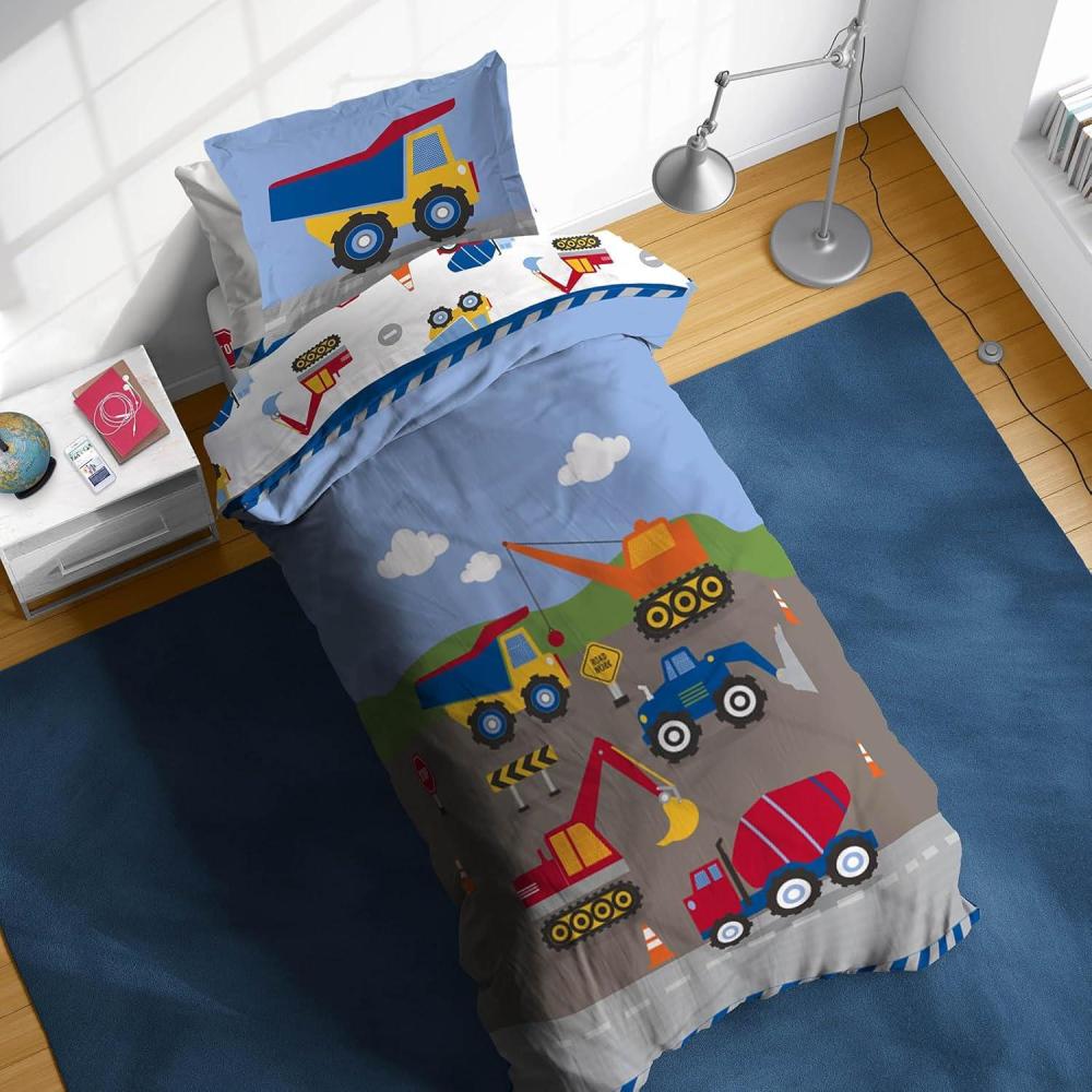 imageSunny Side Up Bluey amp Friends Toddler Comforter Set 4 Piece Preschool Bedding Includes Comforter Sheets amp Pillow Cover Super Soft Microfiber Bed SetMulti Construction Zone