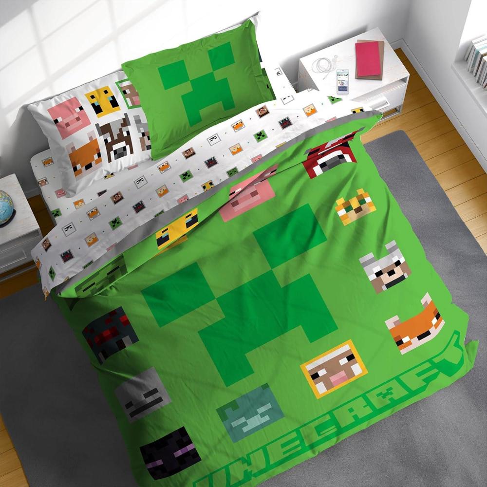 imageSunny Side Up Bluey amp Friends Toddler Comforter Set 4 Piece Preschool Bedding Includes Comforter Sheets amp Pillow Cover Super Soft Microfiber Bed SetGreen Minecraft