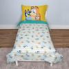 Bluey 4 Piece Toddler Bedding Set – Includes Comforter, Sheet Set – Fitted Top Sheet Reversible Pillowcase for Boys or Girls Bed, Blue(Bluey Blue 4 Pc Toddler Set)