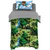 Jay Franco Bluey & Bingo 5 Piece Twin Size Bed Set – Includes Comforter & Sheet Set – Super Soft Kids Bedding Fade Resistant Microfiber (Official Bluey Product)(Green – Minecraft)