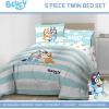Jay Franco Bluey & Bingo 5 Piece Twin Size Bed Set – Includes Comforter & Sheet Set – Super Soft Kids Bedding Fade Resistant Microfiber (Official Bluey Product)(Multi – Bluey)
