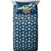 Jay Franco Bluey & Bingo Twin Comforter Set – 5 Piece Bed Set Includes Sheet Set & Pillow Covers – Super Soft Clouds & Stars Kids Bedding(Gray – Mandalorian)