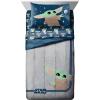 Jay Franco Bluey & Bingo Twin Comforter Set – 5 Piece Bed Set Includes Sheet Set & Pillow Covers – Super Soft Clouds & Stars Kids Bedding(Gray – Mandalorian)