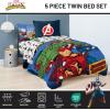 Jay Franco Kids Comforter Set Includes Sheets and Pillow Covers – Soft and Cozy Bed Set for Stylish Room Decor, Blue – Bluey 5 Piece Twin Size Bedding(Blue – Avengers)
