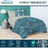 Jay Franco Kids Comforter Set Includes Sheets and Pillow Covers – Soft and Cozy Bed Set for Stylish Room Decor, Blue – Bluey 5 Piece Twin Size Bedding(Blue – Fantastic Four)