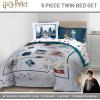 Jay Franco Kids Comforter Set Includes Sheets and Pillow Covers – Soft and Cozy Bed Set for Stylish Room Decor, Blue – Bluey 5 Piece Twin Size Bedding(Dark Grey – Harry Potter)
