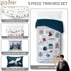 Jay Franco Kids Comforter Set Includes Sheets and Pillow Covers – Soft and Cozy Bed Set for Stylish Room Decor, Blue – Bluey 5 Piece Twin Size Bedding(Dark Grey – Harry Potter)