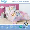 Jay Franco Kids Comforter Set Includes Sheets and Pillow Covers – Soft and Cozy Bed Set for Stylish Room Decor, Blue – Bluey 5 Piece Twin Size Bedding(Pink – Bluey)