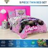 Jay Franco Kids Comforter Set Includes Sheets and Pillow Covers – Soft and Cozy Bed Set for Stylish Room Decor, Blue – Bluey 5 Piece Twin Size Bedding(Pink – Monster Jam)