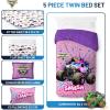 Jay Franco Kids Comforter Set Includes Sheets and Pillow Covers – Soft and Cozy Bed Set for Stylish Room Decor, Blue – Bluey 5 Piece Twin Size Bedding(Pink – Monster Jam)