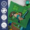 Jay Franco Kids Duvet Cover Set – 3 Piece Super Soft Bedding with Sham Pillowcase, Cover ONLY Comforter Not Included, Multi – Bluey, Queen(Blue – Minecraft)