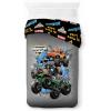 Jay Franco Kids Duvet Cover Set – 3 Piece Super Soft Bedding with Sham Pillowcase, Cover ONLY Comforter Not Included, Multi – Bluey, Queen(Grey – Monster Jam)