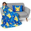 Northwest Bluey Party Pups Silk Touch Throw Blanket 50 x 60 Inches with Bluey Plush Pocket Pillow 14 x 20 Inches – Comfy & Cozy Bluey Blanket & Pillow Set for Boys and Girls(Pika Pika)