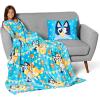 Northwest Bluey Party Pups Silk Touch Throw Blanket 50 x 60 Inches with Bluey Plush Pocket Pillow 14 x 20 Inches – Comfy & Cozy Bluey Blanket & Pillow Set for Boys and Girls(Party Pups)