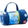 ROLLEE POLLEE Nap Sac Roll Up Napping Blanket with Attached Pillow for Preschool/Daycare, Super Soft with Elastic Straps, Fits Most Mats and Cots(Hooray Bluey)