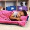 ROLLEE POLLEE Nap Sac Roll Up Napping Blanket with Attached Pillow for Preschool/Daycare, Super Soft with Elastic Straps, Fits Most Mats and Cots(Pink)