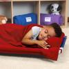 ROLLEE POLLEE Nap Sac Roll Up Napping Blanket with Attached Pillow for Preschool/Daycare, Super Soft with Elastic Straps, Fits Most Mats and Cots(Red)