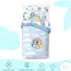Saturday Park Bluey and Bingo Rainbow Clouds Full Bed Set – 7 Piece 100% Organic Cotton Bedding with Duvet Cover and Sheets – GOTS & Oeko-TEX Certified(Blue – Bluey)