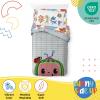 Sunny Side Up Bluey & Friends Toddler Comforter Set – 4 Piece Preschool Bedding Includes Comforter, Sheets & Pillow Cover – Super Soft Microfiber Bed Set(Teal – Cocomelon)