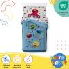 Sunny Side Up Bluey & Friends Toddler Comforter Set – 4 Piece Preschool Bedding Includes Comforter, Sheets & Pillow Cover – Super Soft Microfiber Bed Set(Blue – Sesame Street)