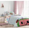 Sunny Side Up Bluey & Friends Toddler Comforter Set – 4 Piece Preschool Bedding Includes Comforter, Sheets & Pillow Cover – Super Soft Microfiber Bed Set(Teal – Cocomelon)