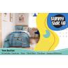 Sunny Side Up Bluey & Friends Toddler Comforter Set – 4 Piece Preschool Bedding Includes Comforter, Sheets & Pillow Cover – Super Soft Microfiber Bed Set(Blue – on the Go)