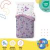 Sunny Side Up Bluey & Friends Toddler Comforter Set – 4 Piece Preschool Bedding Includes Comforter, Sheets & Pillow Cover – Super Soft Microfiber Bed Set(Purple – Butterfly)