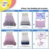 Sunny Side Up Bluey & Friends Toddler Comforter Set – 4 Piece Preschool Bedding Includes Comforter, Sheets & Pillow Cover – Super Soft Microfiber Bed Set(Purple – Butterfly)