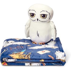 Bluey Throw & Plush Hugger Set, 50″x60″ Silk Touch Blanket with 3D Character Pillow – Soft, Cozy Blanket for Kids and Toddlers(Hedwig)