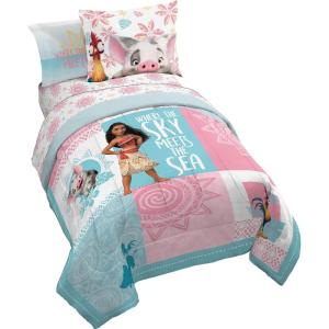 Jay Franco Bluey & Bingo 5 Piece Twin Size Bed Set – Includes Comforter & Sheet Set – Super Soft Kids Bedding Fade Resistant Microfiber (Official Bluey Product)(Multi – Moana)
