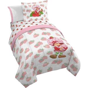 Jay Franco Bluey & Bingo 5 Piece Twin Size Bed Set – Includes Comforter & Sheet Set – Super Soft Kids Bedding Fade Resistant Microfiber (Official Bluey Product)(Pink – Strawberry Shortcake)
