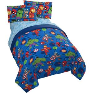 Jay Franco Bluey & Bingo 5 Piece Twin Size Bed Set – Includes Comforter & Sheet Set – Super Soft Kids Bedding Fade Resistant Microfiber (Official Bluey Product)(Blue – Avengers)